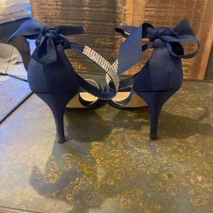 Nina heels, size 8.5, navy blue with crystal ankle band